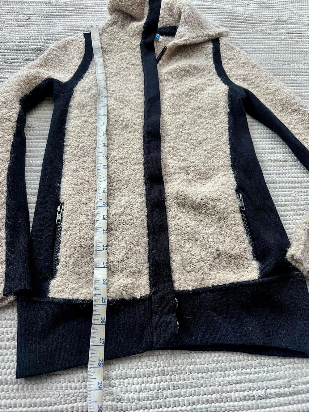 Anthropologie Sparrow Bouclé Wool Mohair Colorblock Sweater Jacket XS - Picture 10 of 12